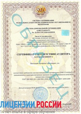 Образец сертификата соответствия аудитора №ST.RU.EXP.00005397-3 Омск Сертификат ISO/TS 16949