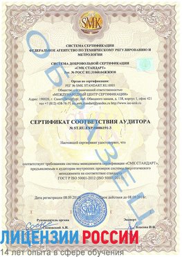Образец сертификата соответствия аудитора №ST.RU.EXP.00006191-3 Омск Сертификат ISO 50001