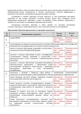 Образец заполнения заявления в НРС строителей. Страница 5 Омск Специалисты для СРО НРС - внесение и предоставление готовых